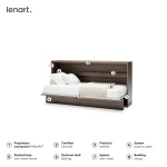 Das ausgeklappte horizontale Wandklappbett Bed Concept BC-06 mit 90x200 cm Liegefläche im Dekor Eiche Dunin, frontale Ansicht freigestellt auf weißem Hintergrund.