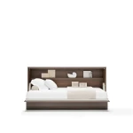Das ausgeklappte horizontale Wandklappbett Bed Concept BC-06 mit 90x200 cm Liegefläche im Dekor Eiche Dunin, frontale Ansicht freigestellt auf weißem Hintergrund.