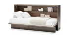 Das ausgeklappte horizontale Wandklappbett Bed Concept BC-06 mit 90x200 cm Liegefläche im Dekor Eiche Dunin, frontale Ansicht freigestellt auf weißem Hintergrund.