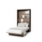 Das ausgeklappte Wandklappbett Bed Concept BC-02 mit 120x200 cm Liegefläche im Dekor Eiche Dunin, frontale Ansicht freigestellt auf weißem Hintergrund.