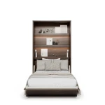 Das ausgeklappte Wandklappbett Bed Concept BC-02 mit 120x200 cm Liegefläche im Dekor Eiche Dunin, frontale Ansicht freigestellt auf weißem Hintergrund