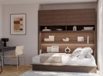 Das ausgeklappte horizontale Gästebett Bed Concept BC-05 (120x200 cm) im Dekor Eiche Dunin, stilvoll arrangiert und schlaffereit in einem einladenden Zimmer.