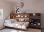 Das ausgeklappte horizontale Gästebett Bed Concept BC-05 (120x200 cm) im Dekor Eiche Dunin, stilvoll arrangiert und schlaffereit in einem einladenden Zimmer.
