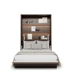 Das ausgeklappte Doppel-Wandklappbett Bed Concept BC-01 mit 140x200 cm Liegefläche im Dekor Eiche Dunin, frontale Ansicht freigestellt auf weißem Hintergrund