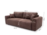 Schräge Seitenansicht des bequemen Schlafsofas Capri aus Cordstoff Poso 06, freigestellt auf weißem Hintergrund.