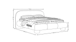 Technische Skizze des Polsterbettes Dayton (160x200 cm) mit genauen Maßangaben und Proportionen für die optimale Schlafzimmerplanung.