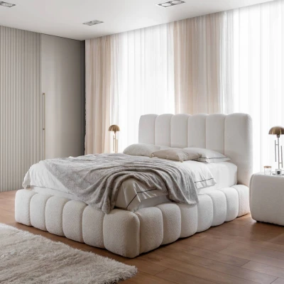 Designer Polsterbett Cande Bouclé 200x200 mit Stauraum