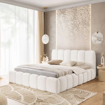 Designer Polsterbett Micandi Bouclé 180x200 mit Stauraum