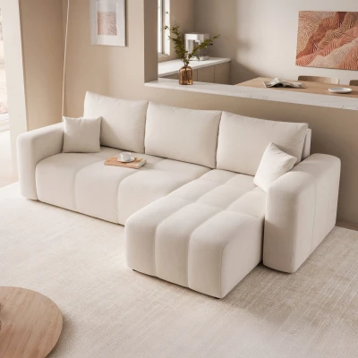 Ecksofa PEDRO L | Samtstoff Manila | Schlaffunktion