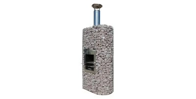 Gabionenkamin Hekla 3 Grillkamin Gartengrill Edelstahl Oval 180cm